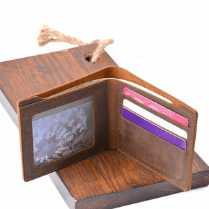<b>Men</b> Durable Cow Leather <b>Wallets</b> Sleek and Slim Bifold Flip ID <b>Wallets</b> and Credit <b>Card</b> <b>Holder</b> Customized Packing Low Price OEM - Product Image 2
