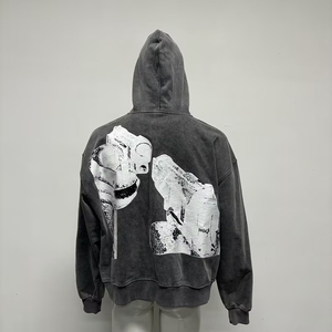 Đường phố cao Zip Up hoodie với THÊU ĐÍNH tùy chỉnh và in DTG cho một rửa axit cổ điển độc đáo - Product Image 3