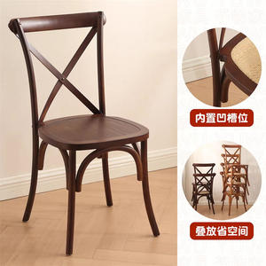 Silla Moderna <span class=keywords><strong>de</strong></span> Madera Maciza <span class=keywords><strong>de</strong></span> Haya con Respaldo Cruzado, Apilable <span class=keywords><strong>para</strong></span> Interiores y Exteriores, <span class=keywords><strong>para</strong></span> Decoración <span class=keywords><strong>de</strong></span> Mesas, Eventos, Banquetes y Hoteles - Product Image 6