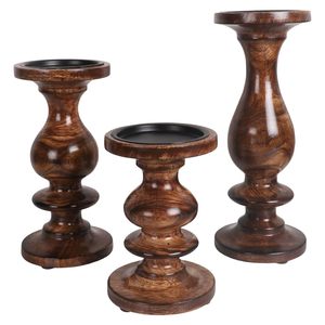 Handmade Wooden Pillar <b>Candle</b> Stand <b>Set</b> of 3 Mango Wood Low MOQ Custom Manufacturer Factory Direct Sale - Product Image 1