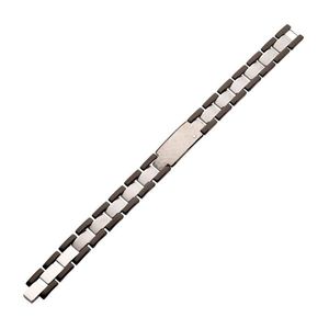 Genuine Lab-Grown Diamond on Black IP Tungsten Carbide Hammered Link <b>Bracelet</b> Sizeable ID Diamond <b>Bracelets</b> & <b>Bangles</b> - Product Image 1