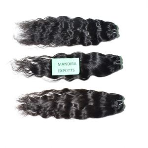 Extensiones de Cabello Humano Virgen Remy Natural Indio sin Químicos para Mujeres Negras, Ondulado, Tejido a Máquina, Doble Trama 10-32 - Product Image 1