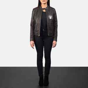 Vêtements de sport UNIQUE Veste en simili cuir pour femme Imperméable Écologique Réversible Matelassée Respirante Coupe-vent Manches longues Fermeture éclair - Product Image 2