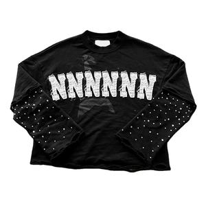 Nouveauté, logo personnalisé, impression de haute qualité, double couche, manches longues, poids lourd, délavé à l'acide, t-shirt 100% coton pour hommes - Product Image 3