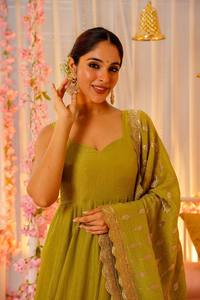 ชุดเดรส anarkali สีเขียว salwar kameez anarkali ชุดเดรสชุดเดรสชุดอินเดียสำหรับผู้หญิง - Product Image 2