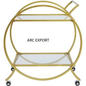 Chariot de service à 3 couches en acier doré, métal unique, modèle de fantaisie et de style décoration, fête et hôtel antiques à vendre - Product Image 4