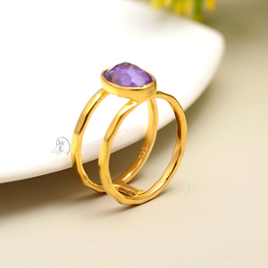 Oval Shape <b>925</b> <b>Sterling</b> <b>Silver</b> Amethyst <b>Ring</b> Semiprecious Natural Gemstone <b>Ring</b> Solid <b>925</b> <b>Sterling</b> <b>Silver</b> <b>Ring</b> for Unisex - Product Image 4