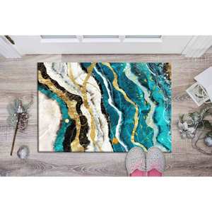 Alfombra moderna con estampado de mármol, alfombras impresas en 3D, alfombra de mármol azul y dorado, alfombra de terciopelo - Product Image 5