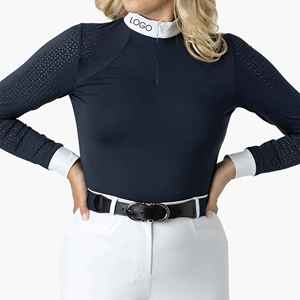 New Arrival Custom Women <b>Equestrian</b> Durable Short Sleeve Top Stylish Long Sleeves Horse Riding Show Shirt - Product Image 1