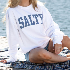 Sweat-shirt ras du cou salé personnalisé sweat-shirt en polaire éponge léger pull de plage de rivage sweat-shirt salé - Product Image 1