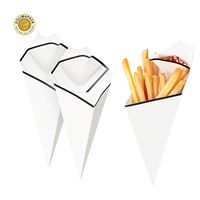 Boîte à frites conique OOLIMA avec compartiment à sauce, résistante à la graisse, pour emporter, emballage alimentaire rapide, vente en gros