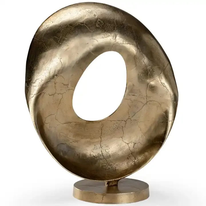 Decorative Sculpture With Round Shape Base Elegant Design High Quality Aluminum Antique Gold Finished Desktop