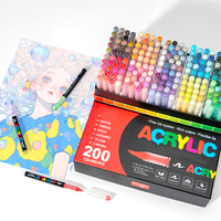 Ensemble de 200 marqueurs de peinture acrylique à pointe pinceau douce avec sac à main et système de contrôle automatique de l'encre pour les arts DIY