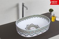 Lavabo de salle de bain de luxe moderne en céramique et quartz artificiel, à poser sur table, pour usage commercial, finition peinte
