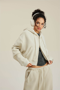 เสื้อสเวตเตอร์แบบมีซิปสำหรับผู้หญิงเสื้อสเวตเตอร์มีฮู้ดผู้หญิงพิมพ์ลายโอเวอร์ไซส์สไตล์ลำลอง - Product Image 6