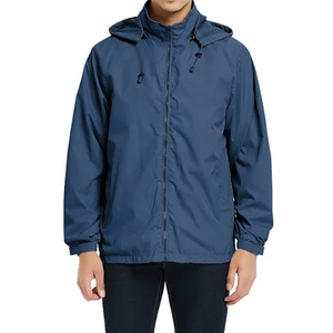 Chaquetas para hombre, chaqueta cortavientos con capucha gris oscuro, impermeable y ligera, con cremallera, transpirable, patrón de primavera e invierno - Product Image 2