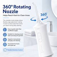 Tragbarer Mundduschen-Irrigator, 350 ml, abnehmbarer Tank, IPX7, USB wiederaufladbar, 4 Modi, 360° Düse, Dental Jet für Zuhause und Reisen