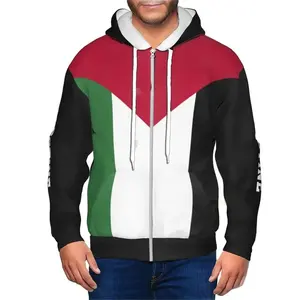Zipper Palestine Hoodie Pakistan Made Custom 2024 New Winter Plain Dyed 100% Cotton Fleece Embroidered Long Sleeve Hooded - Product Image 1