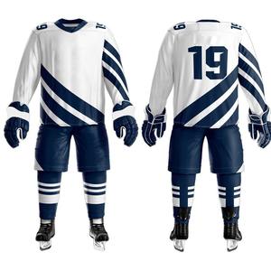 Dernier produit personnalisé de haute qualité Impression par sublimation Séchage rapide OEM Sports Hommes Col en V Rayé Hommes Maillot de hockey sur glace - Product Image 6