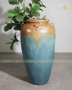 Cream-Red Ombre Glazed Ceramic Pot GL087H110-CRO <b>for</b> Home <b>Planting</b> <b>Garden</b> Decoration Miniature Landscapes - Product Image 2