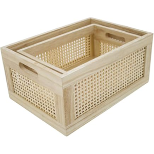 Vietnam usine fabrication boîte décorative en bois naturel avec canne antique conteneur de stockage prix de gros - Product Image 1