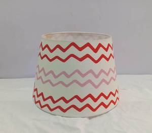 Abat-jour de lampe de table en tissu de lin rouge et blanc de luxe moderne de haute qualité, doux, avec anneaux supérieurs et inférieurs simples, pour douille E27 - Product Image 2