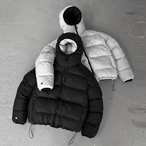 Veste matelassée pour homme à col montant de haute qualité personnalisée, coupe ample, en toile, coupe-vent, chaude pour l'hiver, antibactérienne, en duvet de canard - Product Image 2