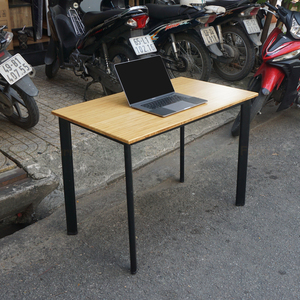 BFOB001-100x60cm Foldable Bamboo Oval <b>Desk</b> with Assembled Iron Legs <b>Computer</b> Table for Home Office - Product Image 2