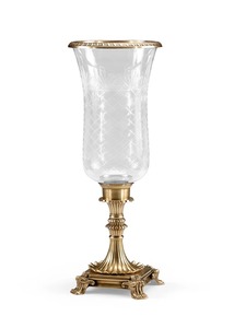 Bougeoir victorien orné en verre gravé sur pied en laiton traditionnel, centre de table de luxe, 25 pouces de haut, résistant à la chaleur, pour Noël - Product Image 6