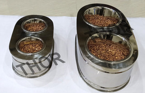 Mangeoire pour chien surélevée en acier inoxydable anti-goutte sans pointe et antidérapant bol pour chien boisson pour chien eau douce ensemble de 2 Chrome - Product Image 5