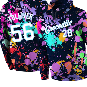 Sudadera con Capucha Personalizada con Estampado de Invierno por Sublimación con Salpicaduras de Pintura Multicolor, Sudadera con Capucha con Nombre y Número de Equipo Personalizados, Ropa Urbana - Product Image 6