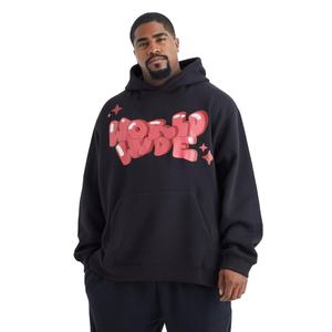 Sudadera con capucha de gran tamaño personalizada 300 GSM para hombre, sudadera de invierno sólida de lana de peso pesado con estampado de hojaldre de alta calidad - Product Image 1