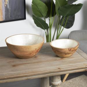 Preço de Atacado Conjunto de 2 Tigelas De Aninhamento De Madeira Mango Handmade Luz Azul 9 \ "7 \" para o Partido Uso Decorativo - Product Image 5