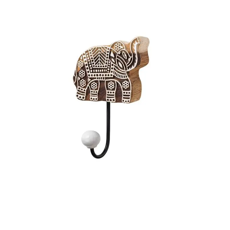 新しい象のデザイン木製ウォールフックコートハンガークロスオーガナイザーキッチン用品フックキーホルダー