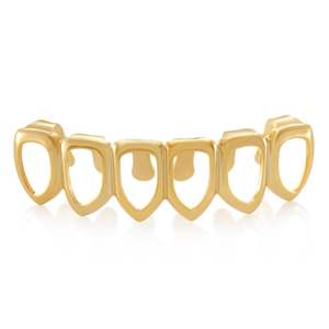 Dientes DE CARA abierta Border 18K Chapado en oro 925 Plata Classic Look Grillz Dientes para unisex - Product Image 2