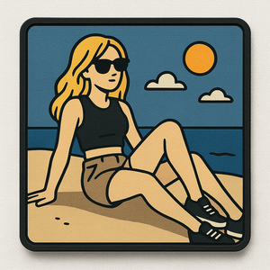 Patch personnalisé en résine PVC caoutchouc 3D avec paillettes |   Conception de fille d'anime |   Accessoires pour vêtements et chapeaux en toile écologique, ronds/carrés - Product Image 3