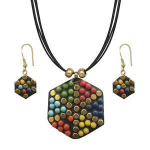 Urthn 1202230, conjunto de Collar chapado en oro, múltiples cuentas, diamantes, bola geométrica para boda, fiesta, compromiso, aniversario, aleación hecha - Product Image 1