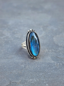Véritable Bague en Labradorite Bleue en Argent Sterling 925 Fait à la Main Bague Triple Bande Pierre Naturelle de Luxe Bijoux en Argent Cadeau - Product Image 2