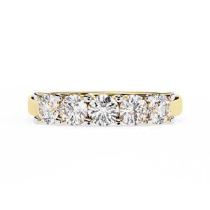 Anillo solitario de diamante creado en laboratorio certificado, oro puro, corte de cinco piedras, banda de media eternidad, Juego de puntas de declaración para bodas IGI - Product Image 1