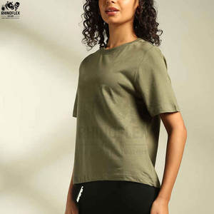 T-shirts décontractés pour femmes les plus vendus – Qualité supérieure, couleur unie, grandes tailles, ajustables, respirants, col rond, manches courtes, en toile - Product Image 2