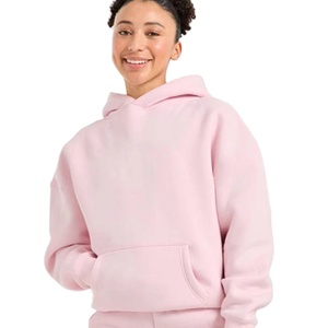 Sweat-shirt à capuche long et ample pour femme, en velours, chaud et confortable, avec logo frontal, coupe décontractée, style urbain et streetwear, marque privée - Product Image 1