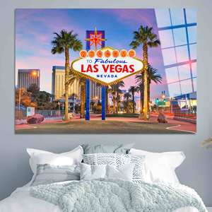 Elegante cuadro impreso en lienzo con vista de Las Vegas, decoración de paisaje moderna, arte en vidrio templado - Product Image 1