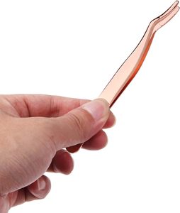 Ensemble de pinces à cils en or rose, outils métalliques de précision pour l'application de faux cils, pointe lisse, personnalisation OEM - Product Image 5