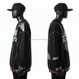 Sudadera de cuello redondo para hombre de alta calidad 380 GSM, tela de lana de algodón suave, diseño desgastado, sudadera básica con bordado de chenilla - Product Image 5