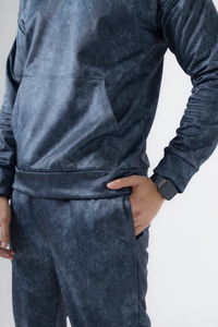 Conjuntos Deportivos para Hombre con Logotipo Personalizado de Fábrica en Pakistán, Conjuntos de Jogger de Marca Privada, Terciopelo Suave, Azul Oscuro, Traje de Dos Piezas, Ropa Urbana de Lujo - Product Image 3