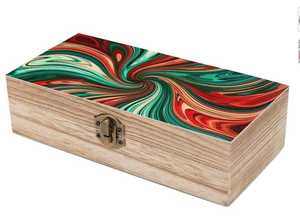 Caja de Madera Natural Esmaltada Hecha a Mano con Diseño Abstracto de Alta Calidad para Decoración de Mesa - Product Image 5