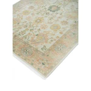 Alfombra de Lana Anudada a Mano de Gran Tamaño Aalam Pae-1759, Diseño Floral Abstracto Rojo Naranja para Entrada, Pasillo, Rectangular, 9x12 Pulgadas - Product Image 2