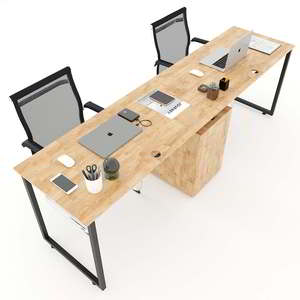 โต๊ะทำงานสำนักงานสไตล์มินิมอลทันสมัยสำหรับสองคน รุ่น BD68066 ขนาด 240x60x75 ซม. พร้อมฐานตู้เหล็กในตัว เฟอร์นิเจอร์หรูหรา - Product Image 2