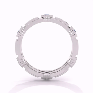 Anillo de Eternidad Moderno de Plata de Ley con Diamantes y Zafiro Azul Cuadrado, Diseño Elegante y Atemporal - Product Image 2