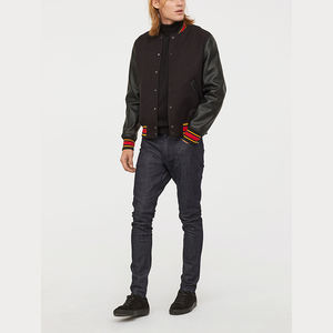 Vestes universitaires noires de luxe personnalisées Veste pour hommes Veste universitaire Letterman à manches en cuir pour hommes - Product Image 2